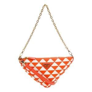 Prada Triangle Jacquard Canvas Orange White Chain Shoulder